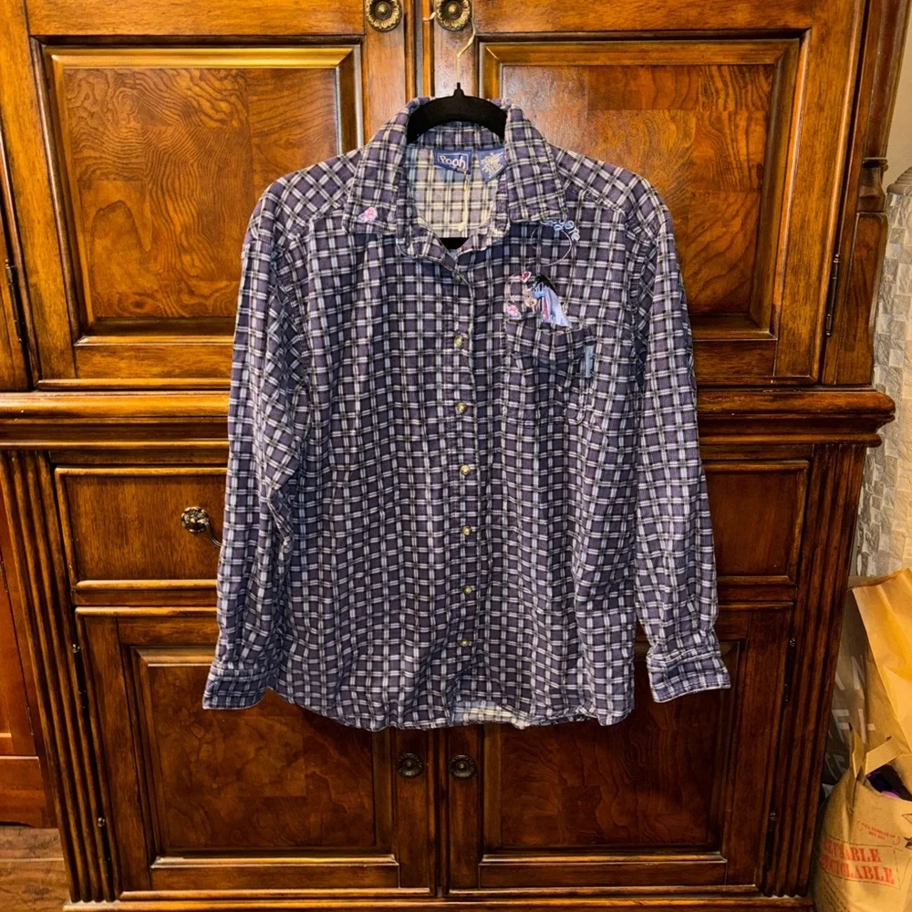 Vintage 90’s Disney Men's Winnie the Pooh Eeyore Purple Button Down Shirt Size S - Picture 1 of 6